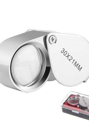 KINGMAS Pocket Jewelry Loupe 30x 21mm Jewelers Loop Eye Magnifying Glass Foldable Magnifier