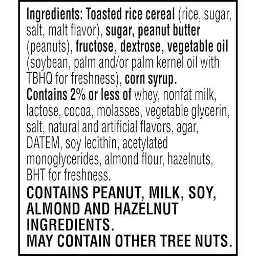 Rice Krispies Treats Crispy Rice Squares, Snack Bars, Chocolatey Peanut Butter, 10.8oz Box (14 Count)