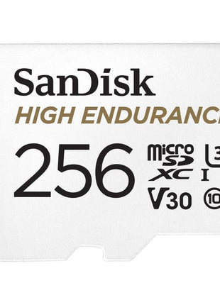 SANDISK 256GB High Endurance Video microSDXC Card with Adapter for dash cam and home monitoring systems - C10, U3, V30, 4K UHD, Micro SD Card - SDSQQNR-256G-GN6IA