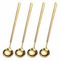 4 PCS 6.7 Inches Coffee/ Tea Spoons Long Handle, Gold, Ice Tea, Espresso Stainless Steel Long Spoons for Stirring