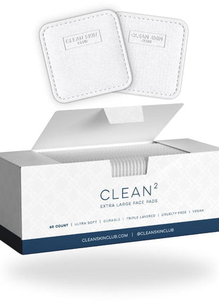 Clean Skin Club Clean? Pads 2.0 [New & Improved Edges] Guaranteed Not to Shed & Tear Face Pads, Unique Triple Layers, Textured & Ultra Soft Side, Organic Disposable Cotton, Pair with Makeup Remover