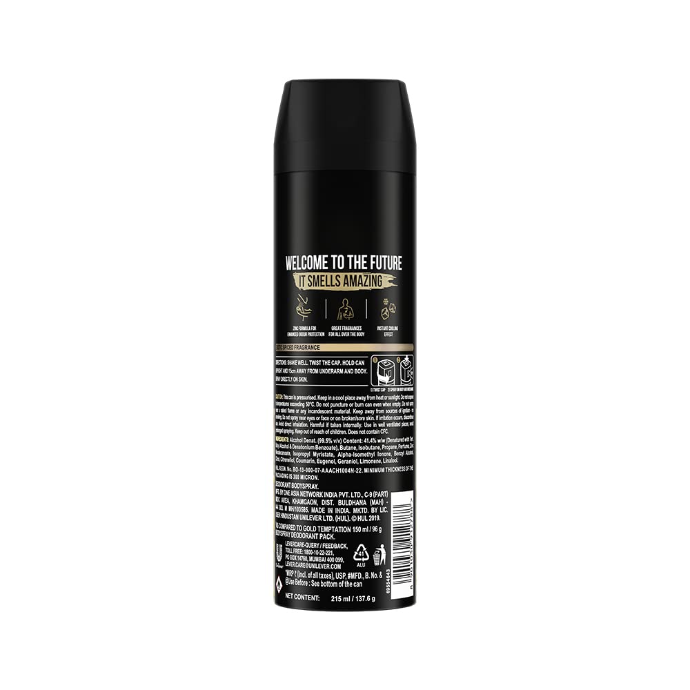 Axe Gold Temptation Long Lasting Deodorant Bodyspray For Men, 215ml