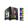 DIYPC ARGB-Q3.R2-BK Black USB3.0 /Type C Tempered Glass Micro ATX Gaming Computer Case w/Dual Tempered Glass Panel and 3 x ARGB Fans (Pre-Installed)