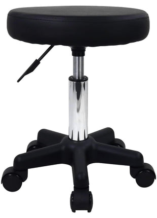 FURWOO Round Rolling Stool Height Adjustable Stool with Wheels for Spa Salon Massage Black
