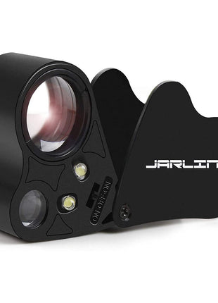 JARLINK 30X 60X Illuminated Jewelers Loupe Magnifier, Foldable Jewelry Magnifier with Bright LED Light for Gems, Jewelry, Coins, Stamps, etc