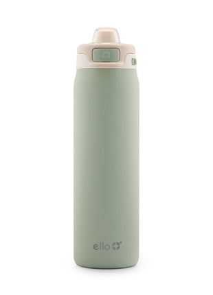 Ello Pop & Fill 22oz Stainless Steel Water Bottle with Quick Fill Technology, Double Walled and Vacuum Insulated Metal, Leak Proof Locking Lid, Sip and Chug, Reusable, BPA Free, Pistachio