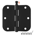 HOSOM Door Hinges 3 Pack Rounded Matte Black Door Hinge 3.5 x 3.5 inch with 5/8 Radius, Black 3 1/2 Interior Door Hinges, 3 ½