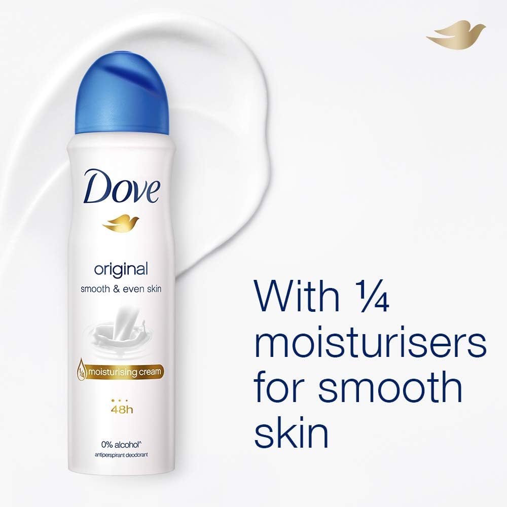 Dove Original Deodorant For Women, Antiperspirant Body Spray For Long Lasting Odour Protection, Skin Friendly Deo, Alcohol Free, Paraben Free, 150 ml