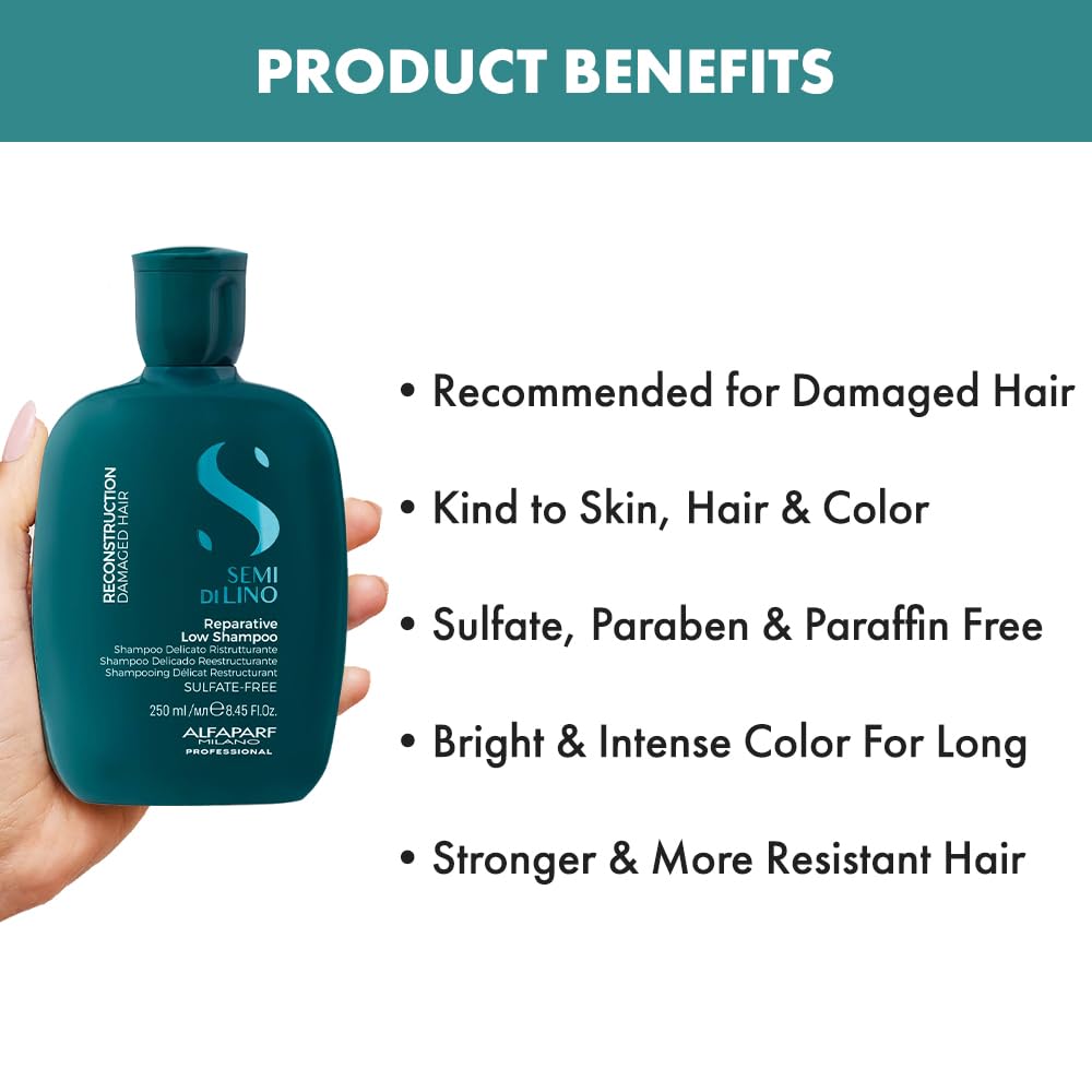 Alfaparf Milano professional Absolute Repairs Shampoo For Damaged Hair, Repairs Bond - Safe on Color Treated Hair - Hairfall Repair Shampoo|Absolute, Extenso, Sulfate, Paraben and Paraffin Free (250ML)