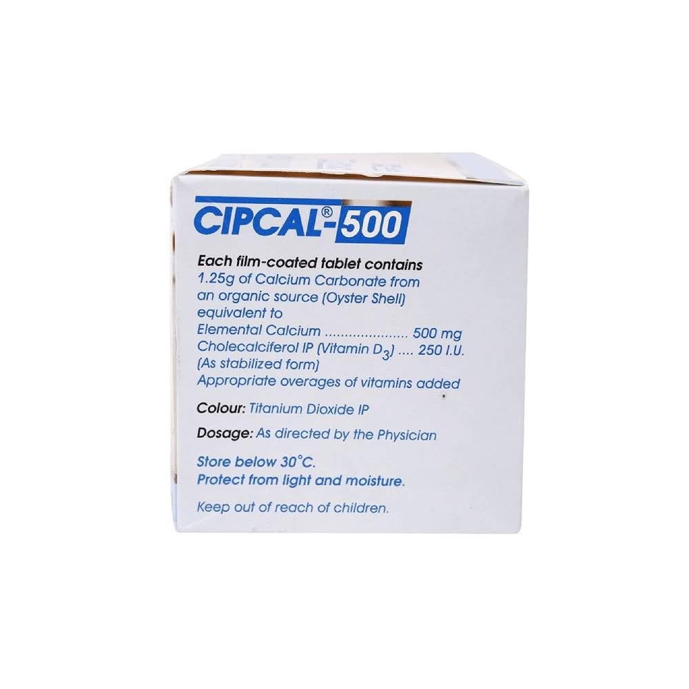 Cipla Cipcal 500 Tablet for Bone, Joint and Muscle Care | 15 Tablets in Each Strip | Pack of 5