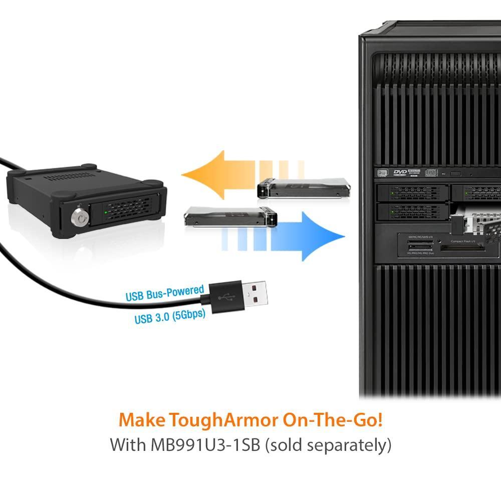 ICY DOCK Full Metal 4 x 2.5 SAS/SATA HDD/SSD Mobile Rack Enclosure for 5.25" Bay (with Fan Control) | ToughArmor MB994SP-4SB-1
