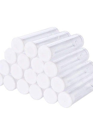 Craftdady 100Pcs Transparent Clear Plastic Small Empty Storage Tubes Bead Container Set Test Bottles Organizers Boxes with Lid 2.16x0.59 (55x15mm)
