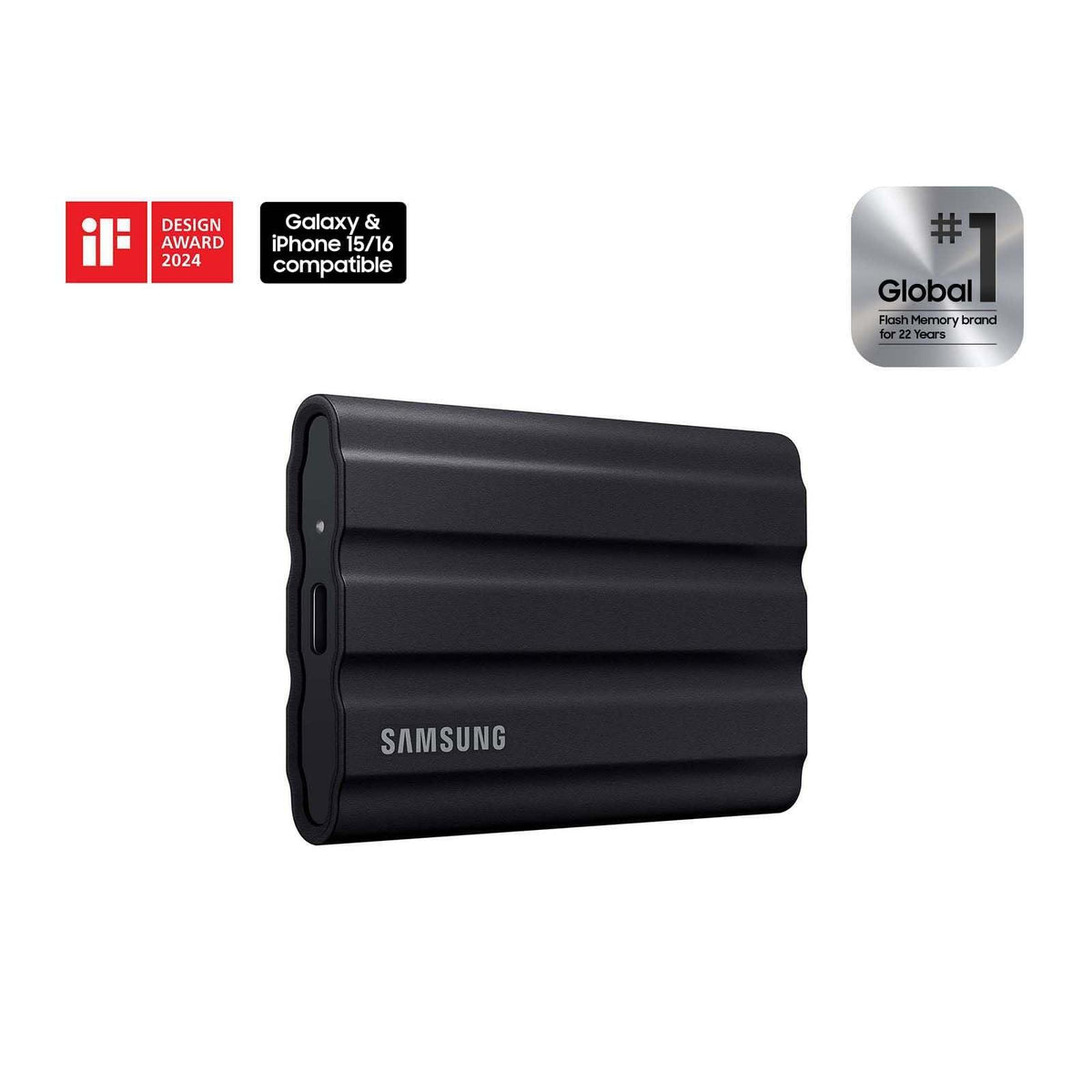 SAMSUNG T7 Shield 2TB, Portable SSD, up-to 1050MB/s, USB 3.2 Gen2, Rugged,IP65 Water & Dust Resistant, for Photographers, Content Creators and Gaming, Extenal Solid State Drive (MU-PE2T0S/AM), Black