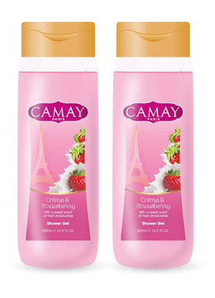 Camay Creme & Strawberry Shower Gel, 500 ml (Pack of 2)