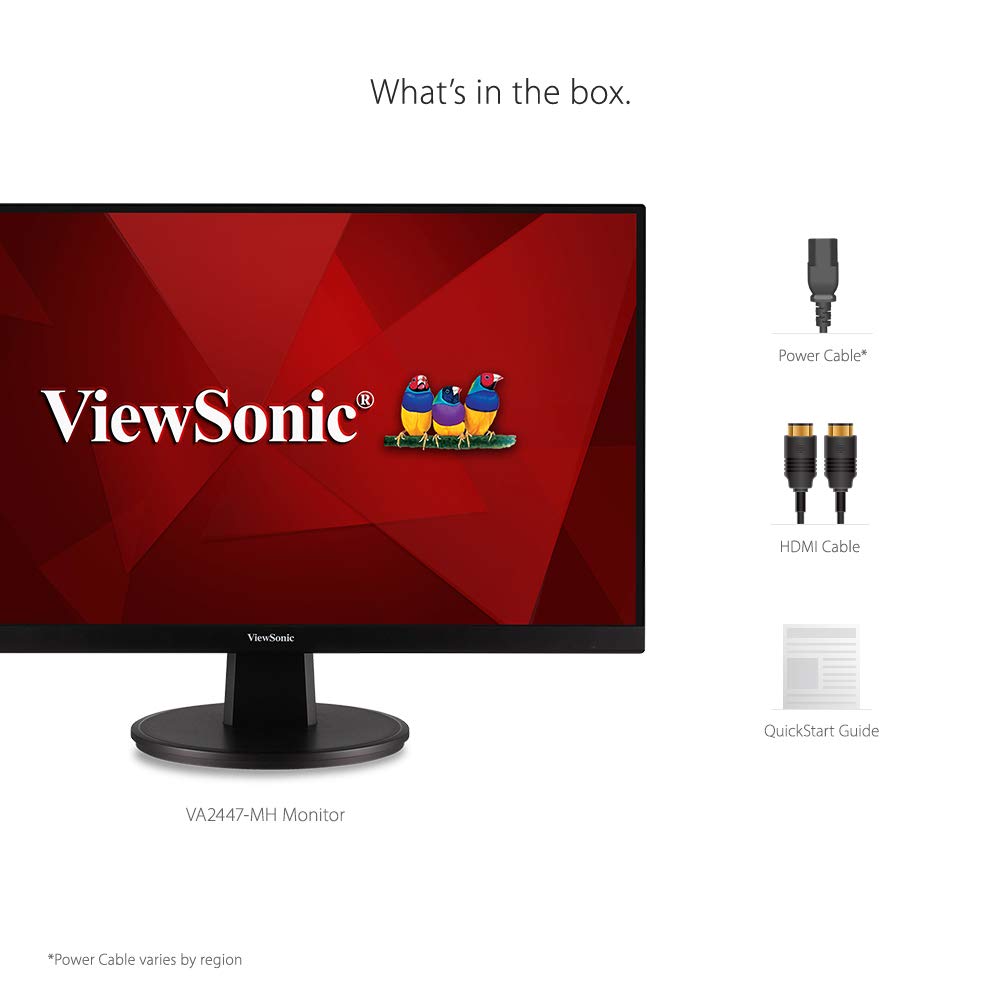 ViewSonic VA2447-MH 24 Inch Full HD 1080p Monitor with 100Hz, FreeSync, Ultra-Thin Bezel, Eye Care, HDMI, VGA Inputs for Home and Office