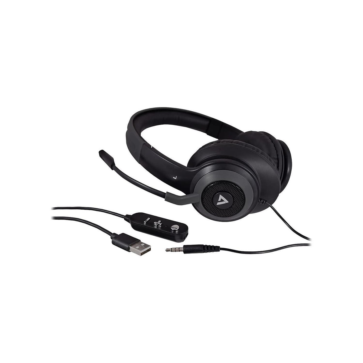 V7 Premium Over-Ear Stereo Headset, Boom Mic, PC, Mac, Tablets, Laptop Computer, Gaming, Video Conferencing, 3.5mm, USB