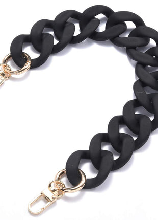 AUMEY Large Flat Chain Strap - Acrylic Luxury Handbag Strap Fashionable Replacement Purse Clutches Handles for DIY Crafts, 15.7 inch of Each ... (02- Black)