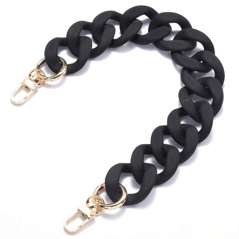 AUMEY Large Flat Chain Strap - Acrylic Luxury Handbag Strap Fashionable Replacement Purse Clutches Handles for DIY Crafts, 15.7 inch of Each ... (02- Black)