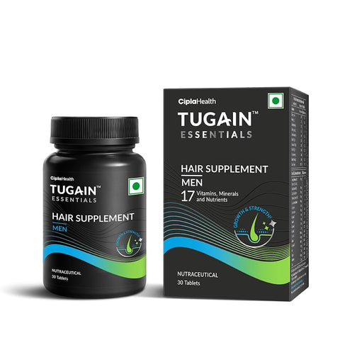 Tugain Essentials Hair Supplement for Men With 17 Vitamins, Minerals and Nutrients, 30 Tablets