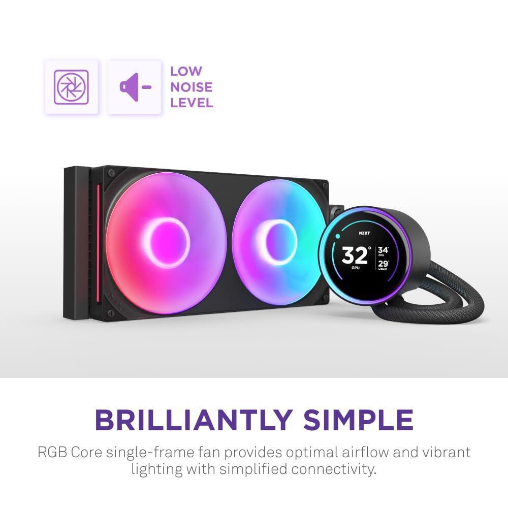 NZXT Kraken Elite 280 RGB 2024 - AIO CPU Liquid Cooler - 280mm Radiator - F280 RGB Core Fan - Customizable 2.72" IPS LCD - NZXT Turbine Pump - AMD® AM5, AM4 - Intel® LGA 1851/1700, 1200/115X - Black