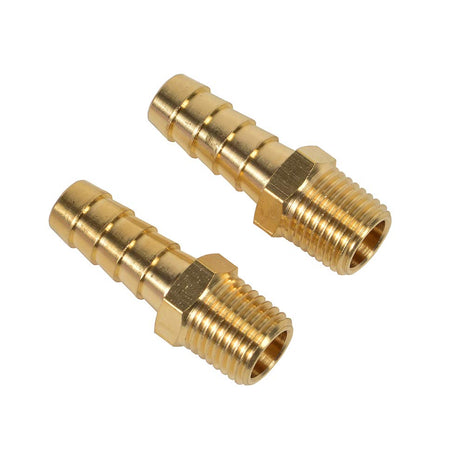 2 Pack Brass Hose Fitting, Adapter, 3/8 inch Barb x 1/4 inch NPT Male Pipe