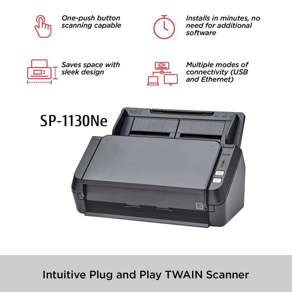 RICOH SP-1130Ne Easy-to-Use Color Duplex Document Scanner with Automatic Document Feeder (ADF) and Twain Driver
