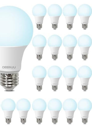 DEGNJU LED Light Bulbs Daylight 5000K, 60 Watt Equivalent LED Bulbs, A19 Standard Bulbs, 800 LM, 15000 Hours, E26 Base, Non-Dimmable, 8W LED Bulbs for Bedroom Living Room 24 Pack