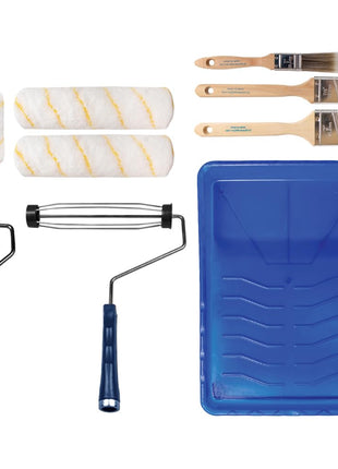 Pro Grade Paint Roller Kit, Paint Brushes, 4" & 9" Roller Covers for Walls | 10-piece set includes 2 frames & tray | Interior & exterior | Ceilings & trim | Smooth to semi-rough surfaces