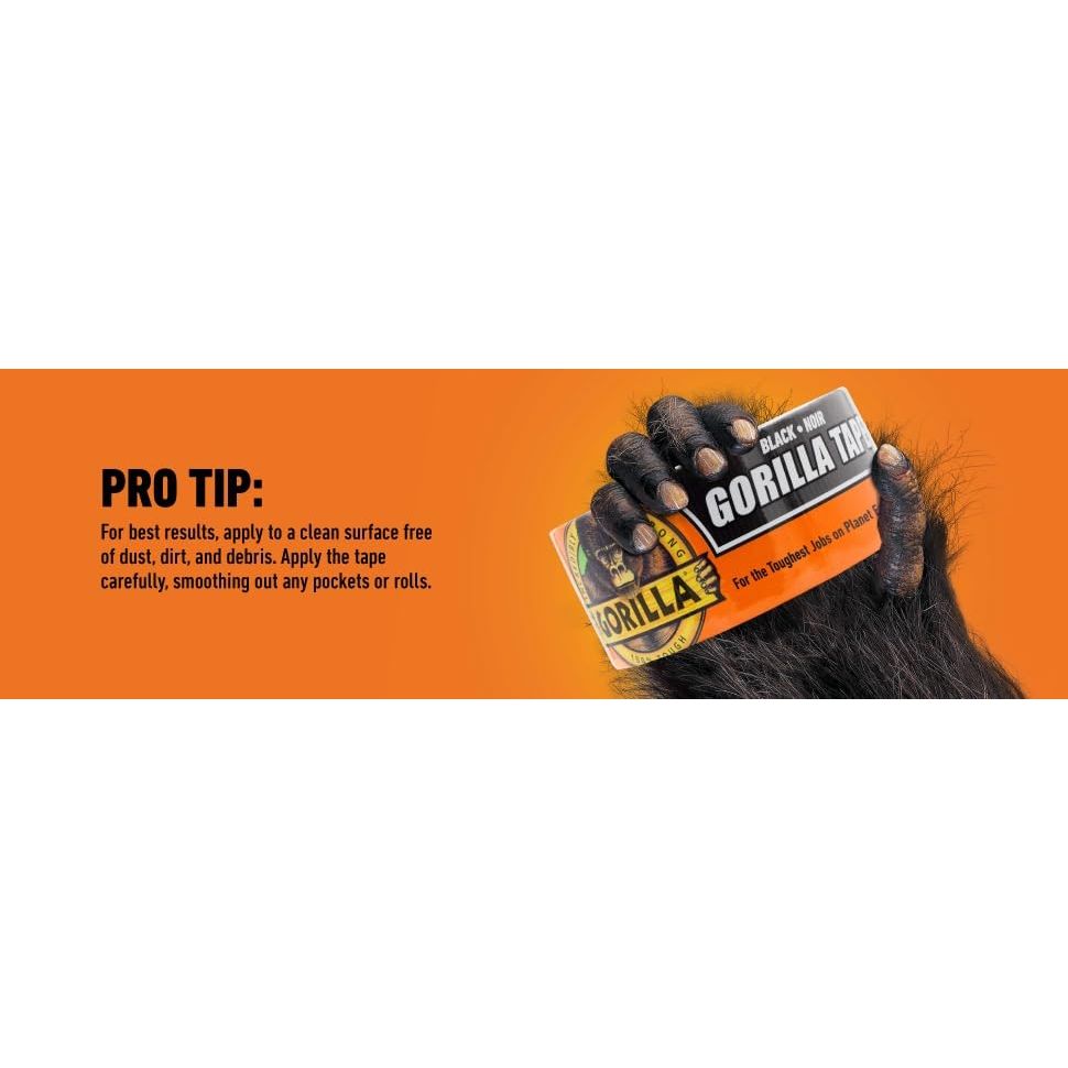 Gorilla Gorilla Tape, 3" Core, 1.88" x 10 yds, Black