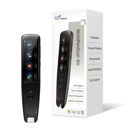 PenPower WorldPenScan Go - Translation Pen with Scanning, Reading, Audio Recording, Live Interpretation, and AI Reading Buddy for Kids