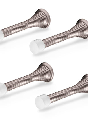 Door Stoppers for Wall – Spring Door Stopper with Rubber Tip – 3-1/4" – Pack of 4 – Doorstop – Ideal for Home, Offices, Schools