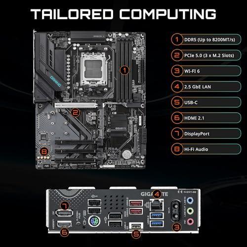 GIGABYTE B850 Gaming WIFI6 AMD AM5 LGA 1718 Motherboard, ATX, DDR5, 3X M.2, PCIe 5.0, USB-C, WIFI6E, 1GbE LAN, EZ-Latch, 5-Year Warranty