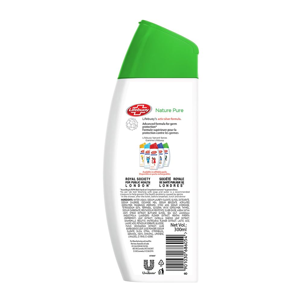 LIFEBUOY BODY WASH NATURE PURE 300 ML | Deep Cleansing and Long-Lasting Freshness