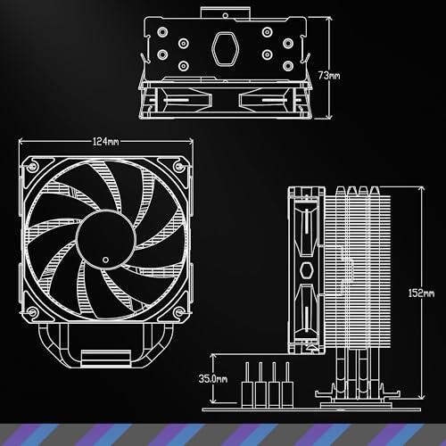 Cooler Master Hyper 212 Spectrum V3 ARGB CPU Air Cooler, 120mm PWM Fan, 4 Copper Heat Pipes, 152mm Tall, AMD Ryzen AM5/AM4, Intel LGA 1851/1700/1200 Brackets
