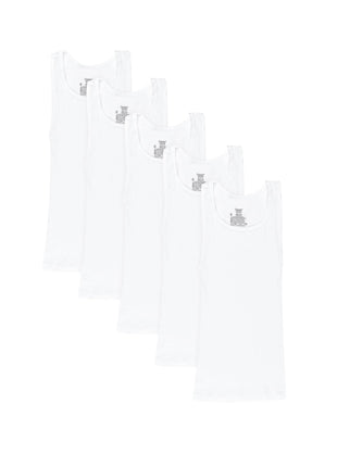 Hanes Boys' Tank Undershirt, EcoSmart Cotton Shirt, Multiple Packs Available, White, Medium