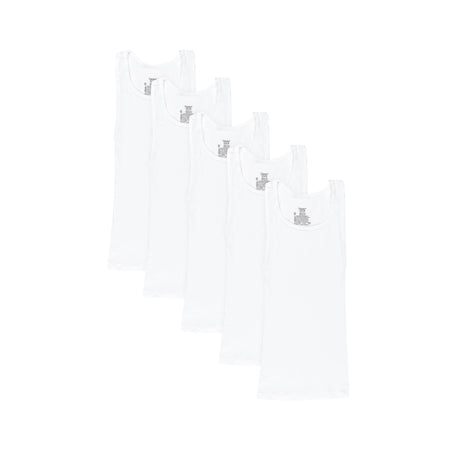 Hanes Boys' Tank Undershirt, EcoSmart Cotton Shirt, Multiple Packs Available, White, Medium