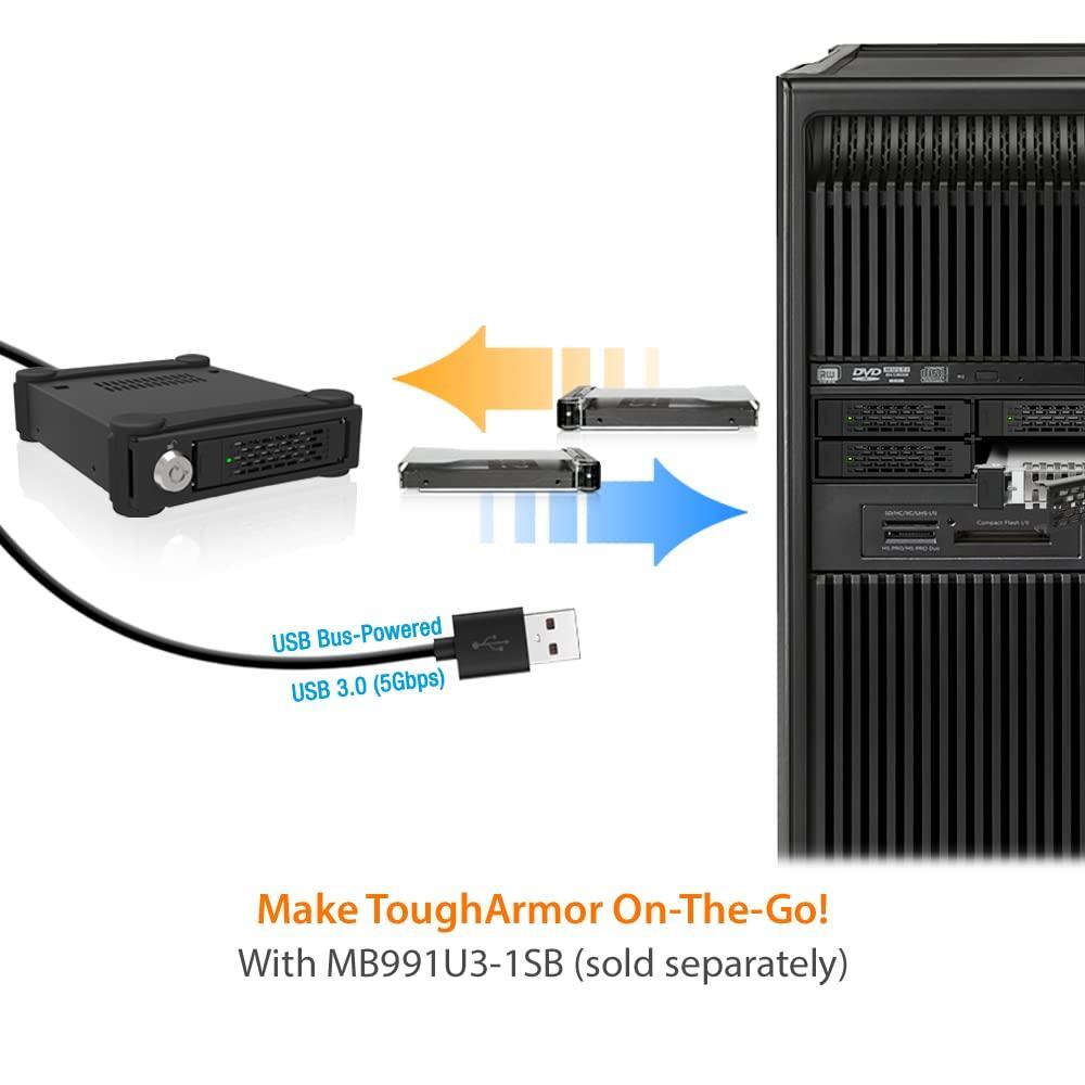 ICY DOCK 4 Bay 2.5 SAS/SATA HDD/SSD Metal Mobile Rack Enclosure for 5.25" Bay (with Fan Control) | ToughArmor MB607SP-B