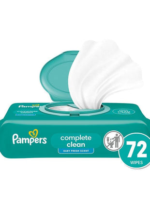 Pampers Baby Wipes, Complete Clean Baby Fresh Scented Wipe, Gently Cleans Head to Toe, 72 Total (1 Flip-Top Packs)