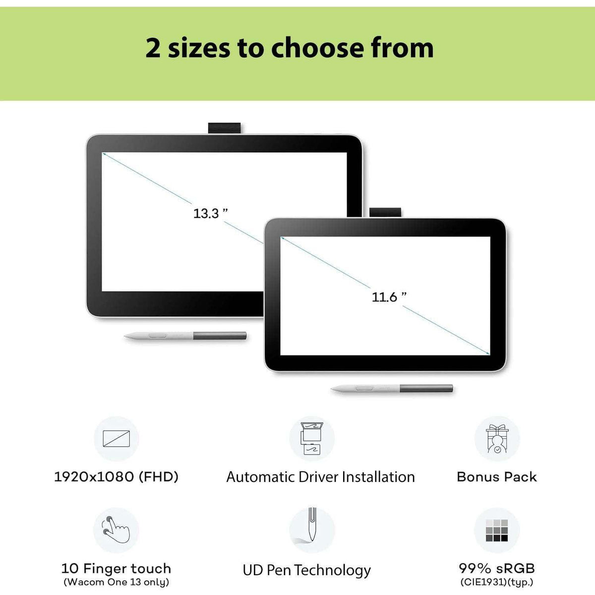 Wacom One 12 Drawing Tablet with Screen, 11.6" HD Full-Laminated Digital Art Tablet with Creative Software and Training, Graphics Drawing Pad for Mac, Windows PC, Chromebook