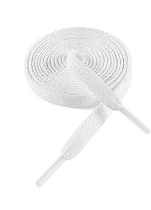 VSUDO 54 inch Flat White Shoe Laces for Sneakers, Shoelaces for Sneakers, Replacements Shoe Strings for Women or Men (1 Pair-White-137CM)