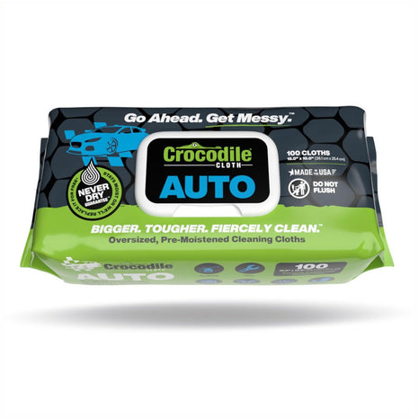 Crocodile Cloth Auto Cleaning Wipes – 100 XL (15 inch x 10 inch) Disposable Wipes for Car Engine Degreasing, Body Detailing & Tire Cleaning – Cuts Grease, Oil, Adhesives on Hands, Tools, Parts & More