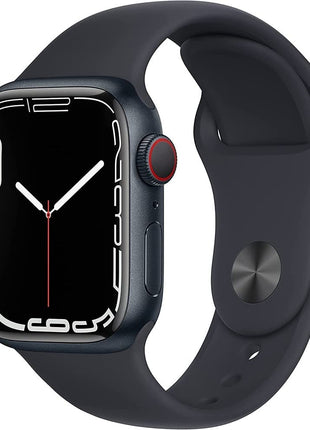 Apple Watch Series 7 GPS + Cellular, 45mm Midnight Aluminum Case with Midnight Sport Band - Regular (Renewed)