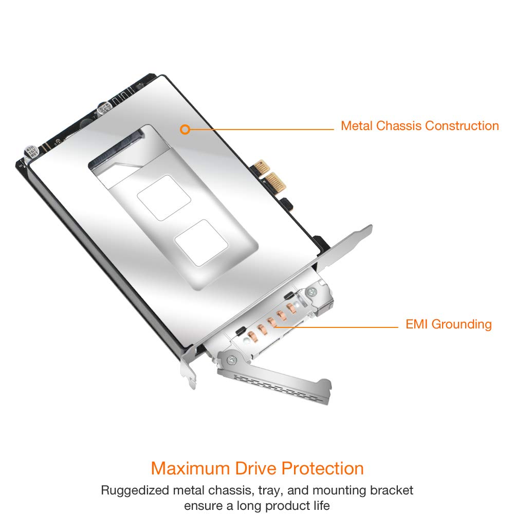 ICY DOCK 2.5 inch SATA SSD Removable Hard Drive Bay Adapter for PCIe Expansion Card Slot | ExpressSlot MB839SP-B