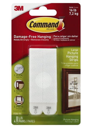 17206-ES 3M Picture Hanging Strips, Removable, 0.5inch X 3.63inch, White, 4 Pairs/Pack