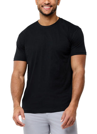 INTO THE AM Premium Men's Fitted Crewneck Essential Blank Tees - Casual Fitted Gym Fresh Classic Short Sleeve Plain Fashion Undershirts Tshirts for Guys (Black, Large)