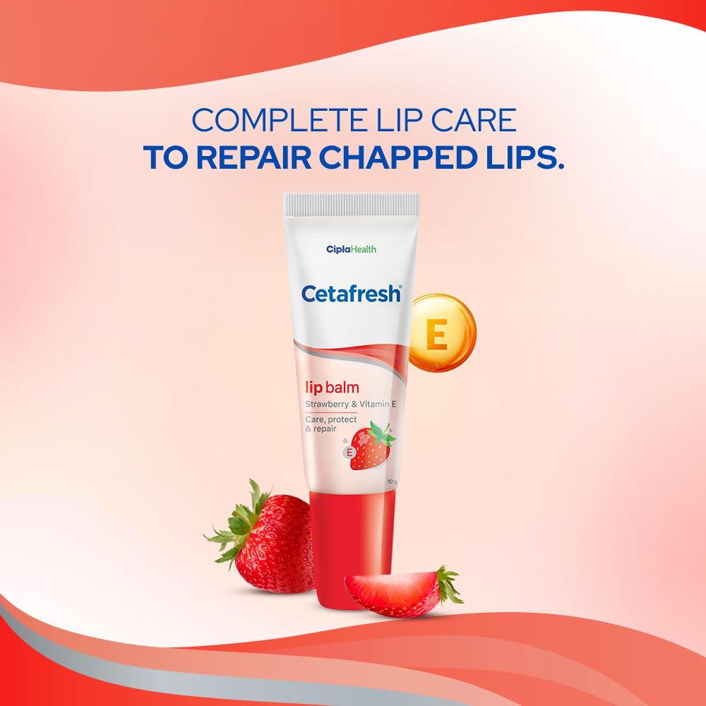 Cetafresh Lip Balm Strawberry with VItamin E 10GM | Jar of 24