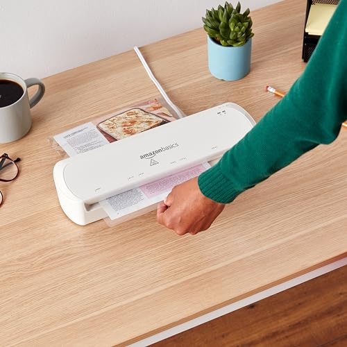 Amazon Basics 9 inch Thermal Laminator Machine for Documents and Photos, Easy to Use for Home Office or School, White