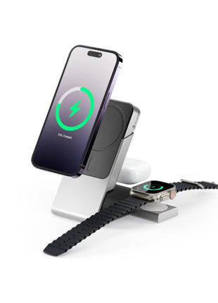Alogic Matrix+ 3-in-1 Magnetic Charging Dock with 5000mAh Power Bank & 30W Global Adapter for iPhone, AirPods & Apple Watch | Black