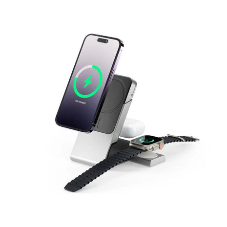 Alogic Matrix+ 3-in-1 Magnetic Charging Dock with 5000mAh Power Bank & 30W Global Adapter for iPhone, AirPods & Apple Watch | Black