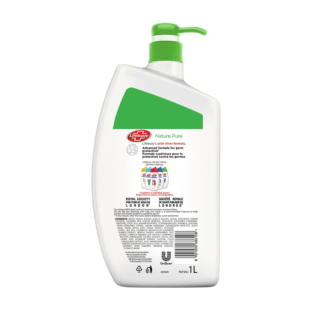 Lifebuoy Body Wash Nature Pure 1l | Natural Cleanliness And Germ Protection